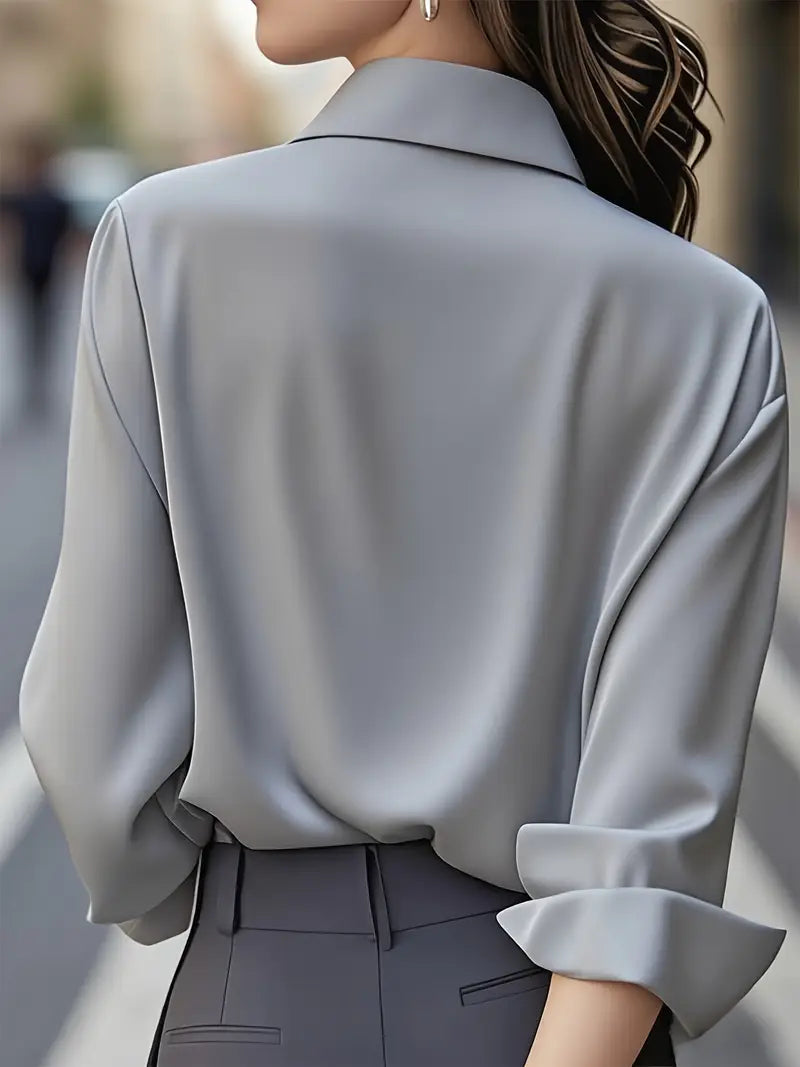 Amiliana - Cămașă Elegantă Cu Mâneci Lungi Si Nasturi