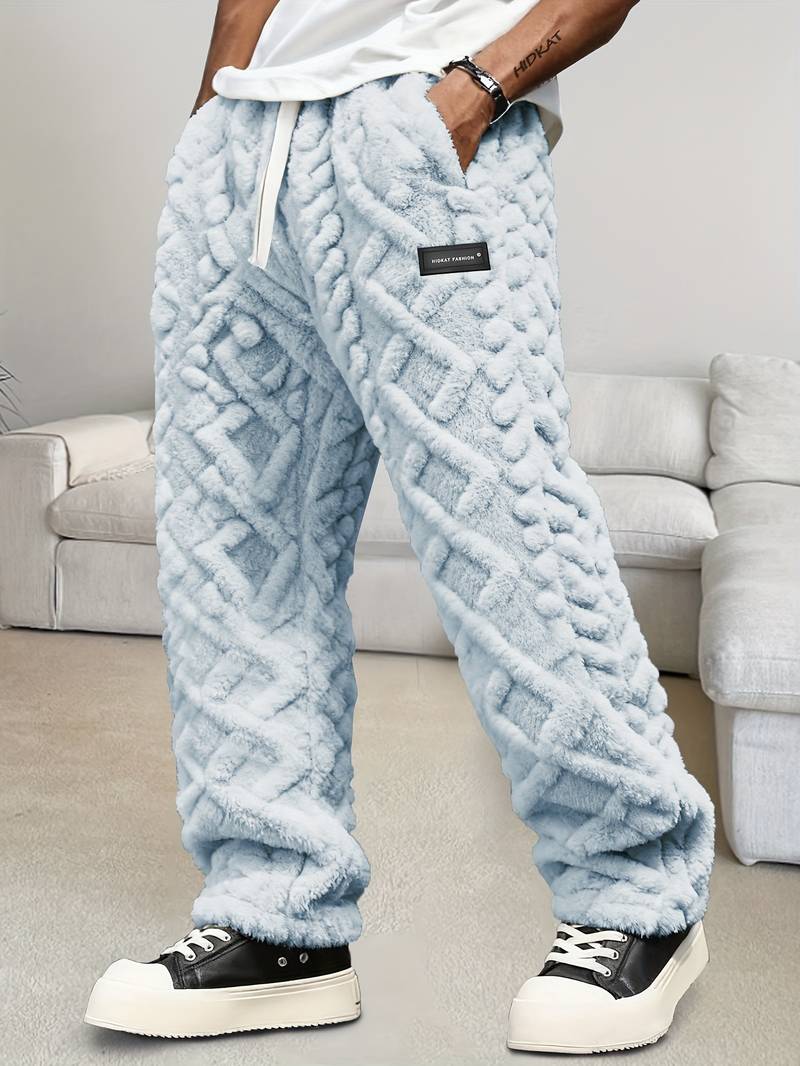 Zecharia - Pantaloni Cu Model Geometric și Talie Elastică