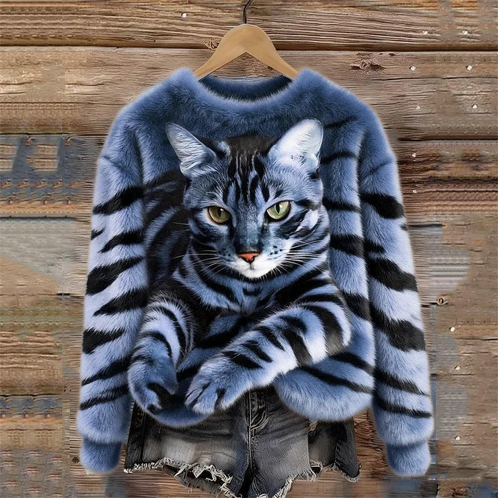 Jules - Hanorac Moale Din Pluș Cu Model Tabby și Tigru