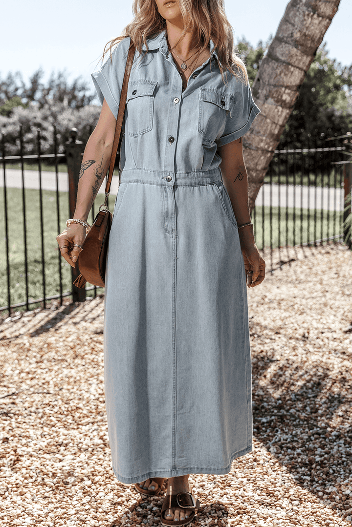 Brygida - Rochie Elegantă Din Denim