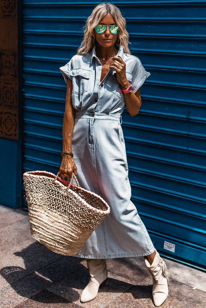 Brygida - Rochie Elegantă Din Denim
