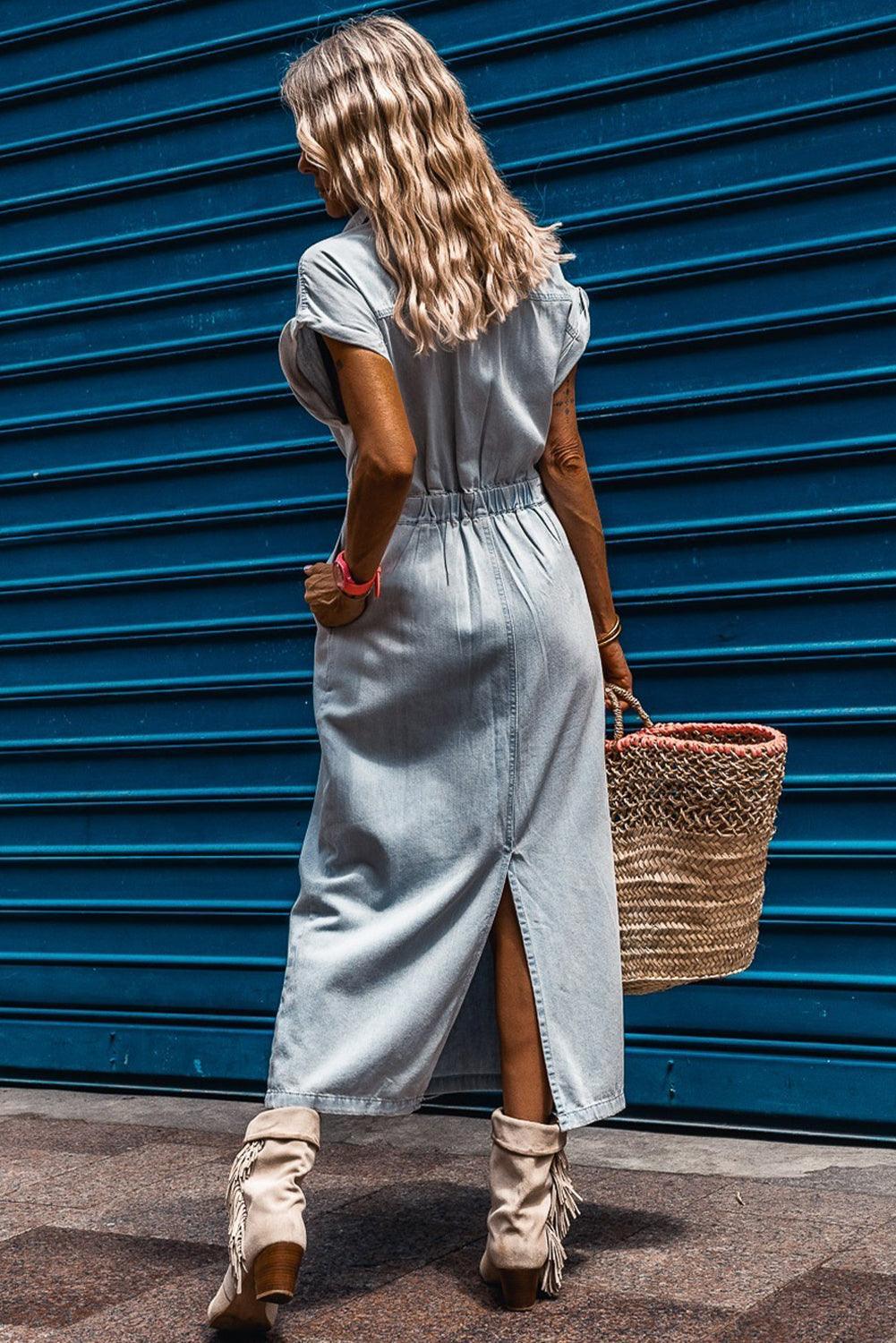 Brygida - Rochie Elegantă Din Denim