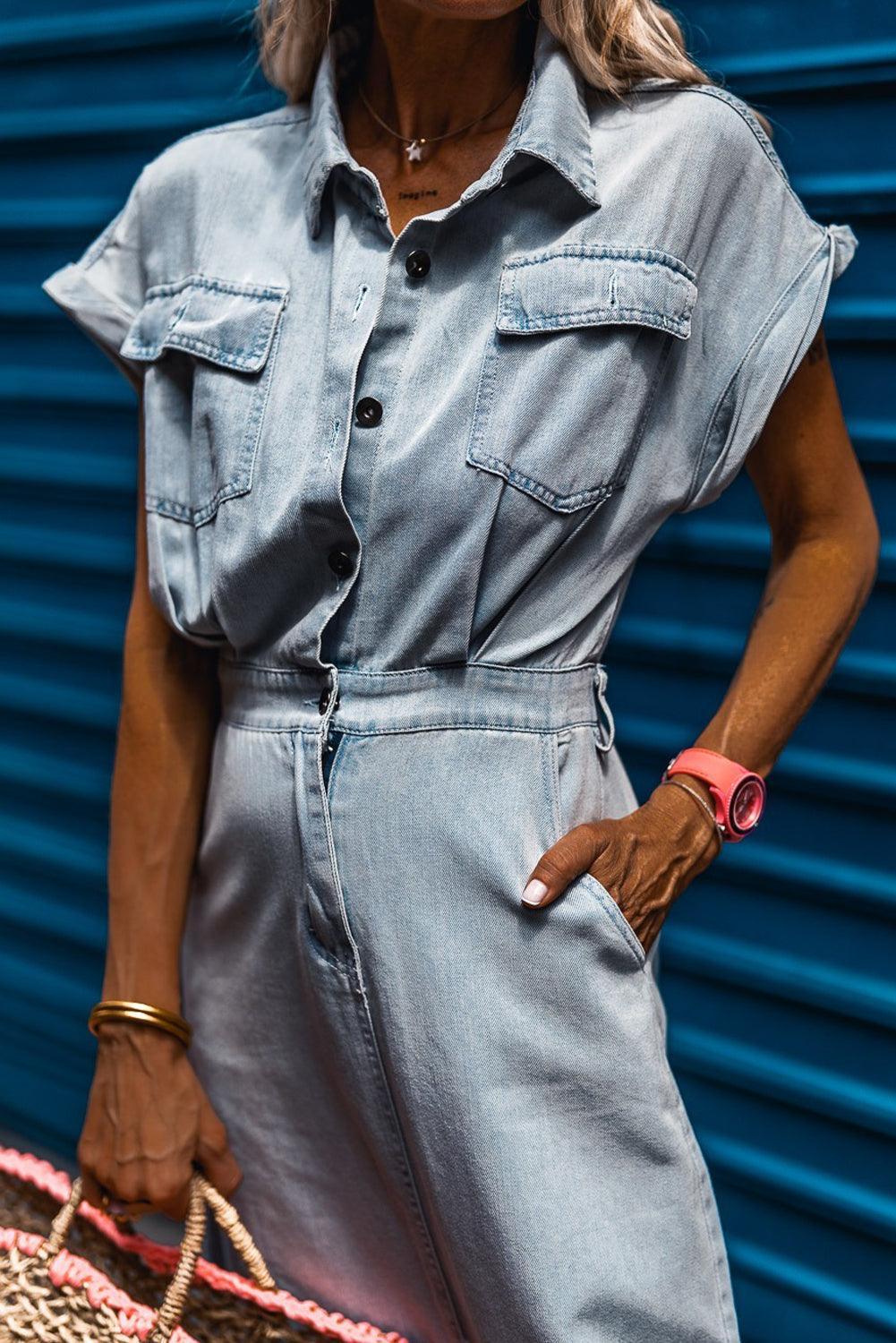 Brygida - Rochie Elegantă Din Denim