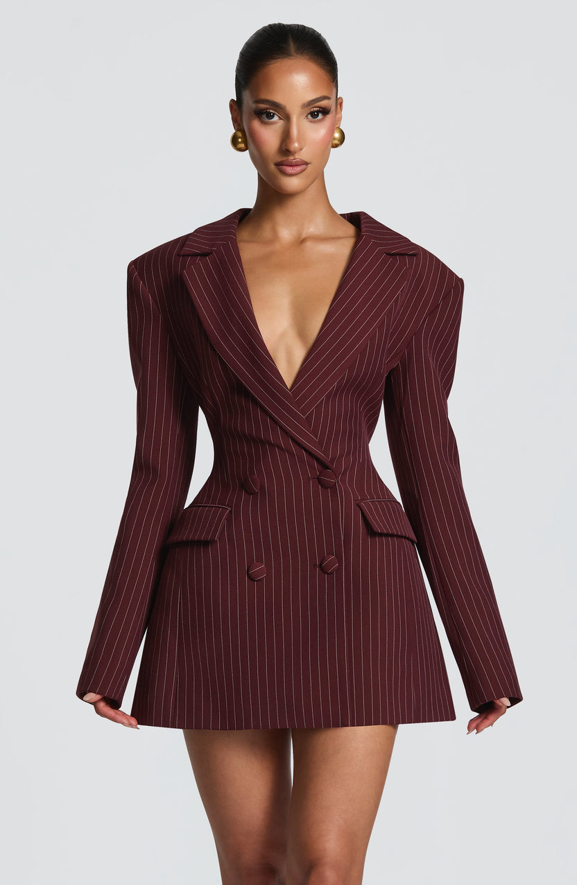 Zaerine – Rochie Mini Tip Blazer Cu Două Rânduri De Nasturi, Croită PE Măsură