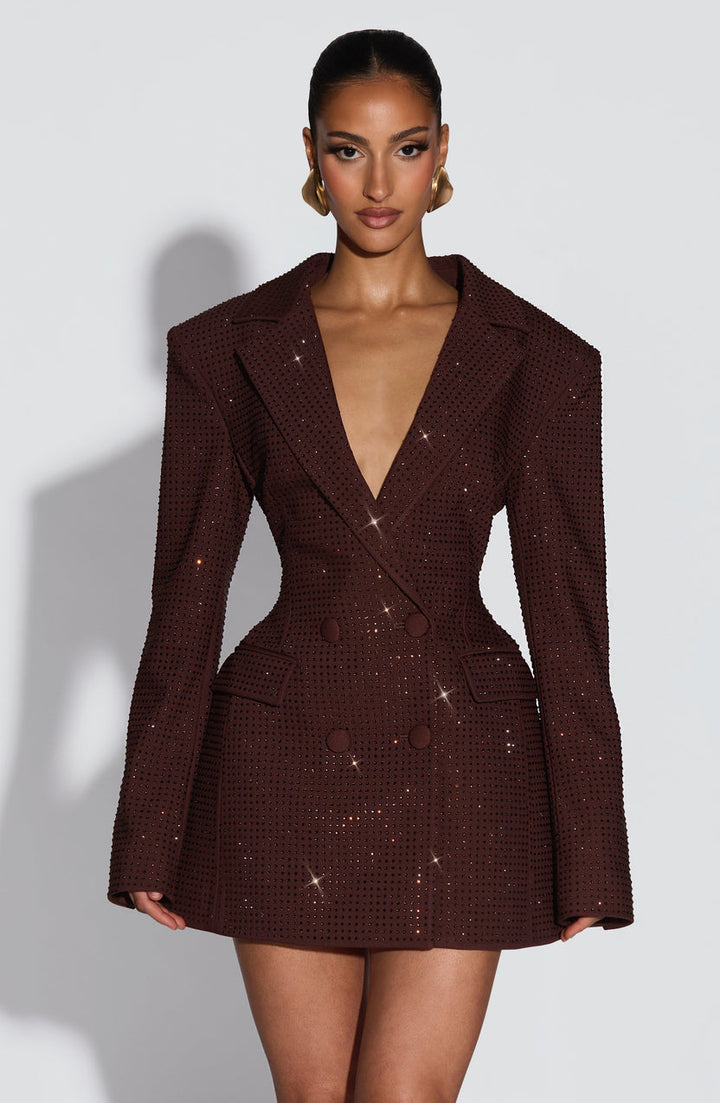 Zaerine – Rochie Mini Tip Blazer Cu Două Rânduri De Nasturi, Croită PE Măsură
