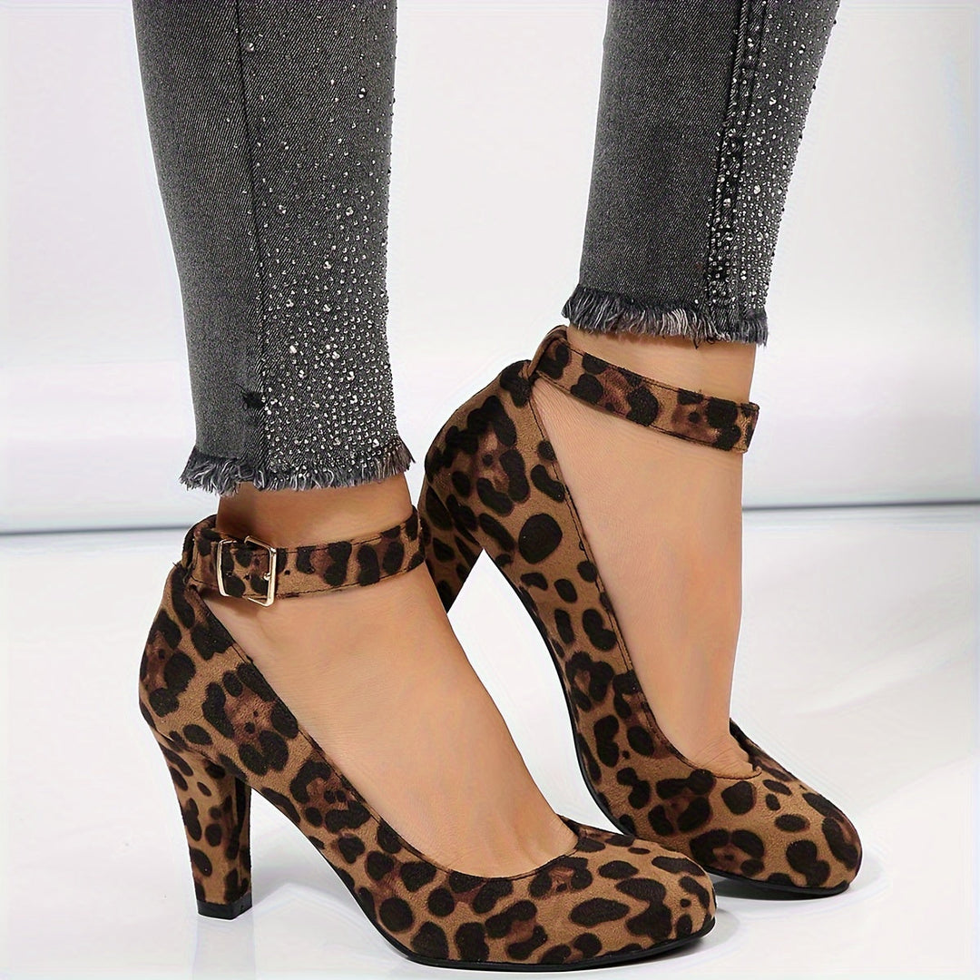 Loreena - Pantofi Cu Baretă La Gleznă și Toc Gros