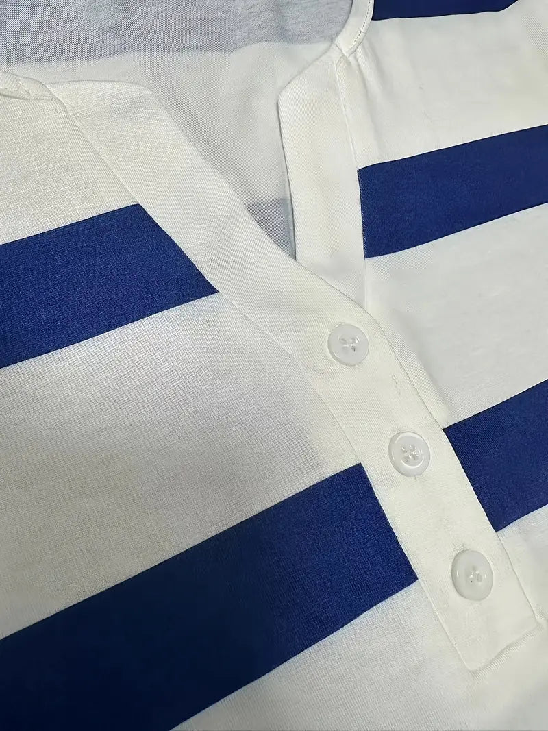 Dakota - Tricou Casual Cu Decolteu în V și Imprimeu Cu Dungi