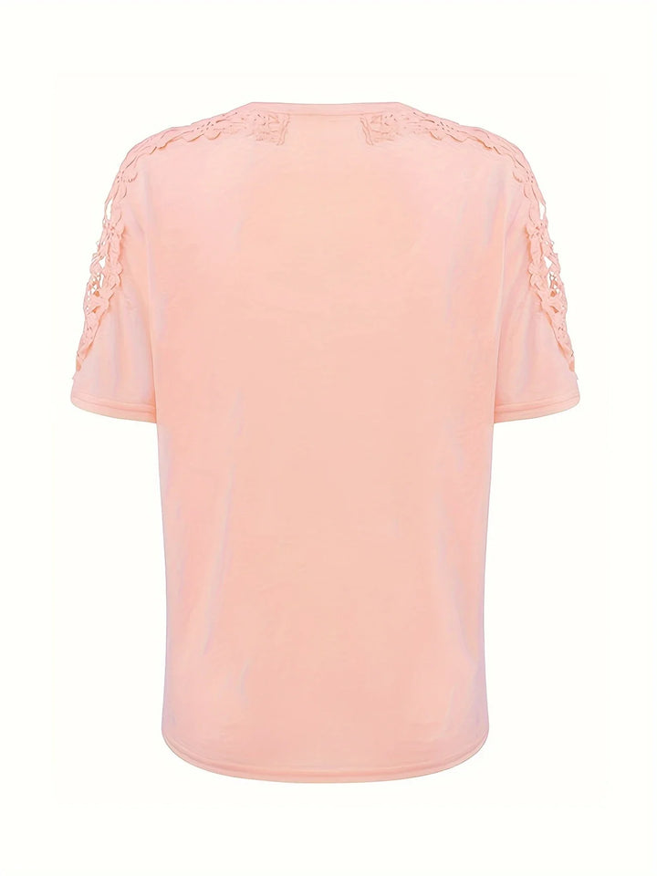 Ancuta - Elegant Vara Mânecă Scurtă Tricou Cu Dantelă