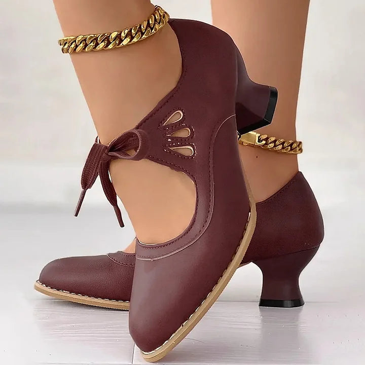 Zydrune - Pantofi cu Toc înalt Din Piele Vintage