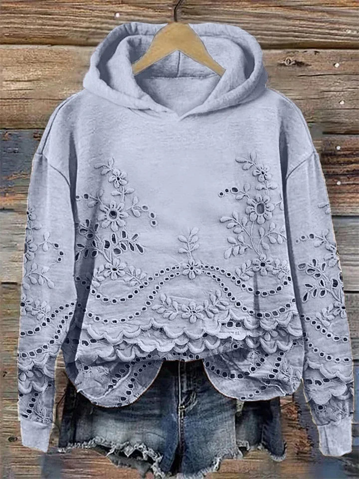 Leenja - Hanorac Casual Cu Textură Floare