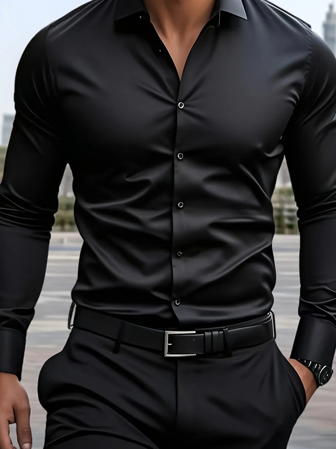 Byron - Cămașă Elegantă Cu Mâneci Lungi și Nasturi