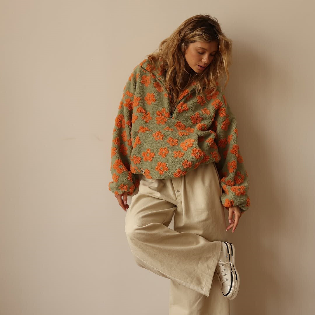 Yzella - Pulover din Fleece cu Imprimeu Floral