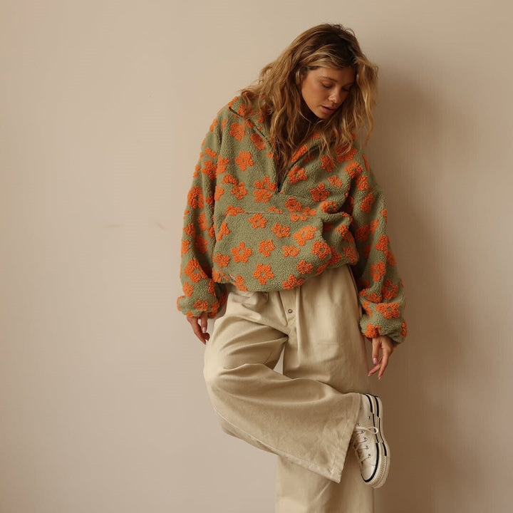 Yzella - Pulover din Fleece cu Imprimeu Floral
