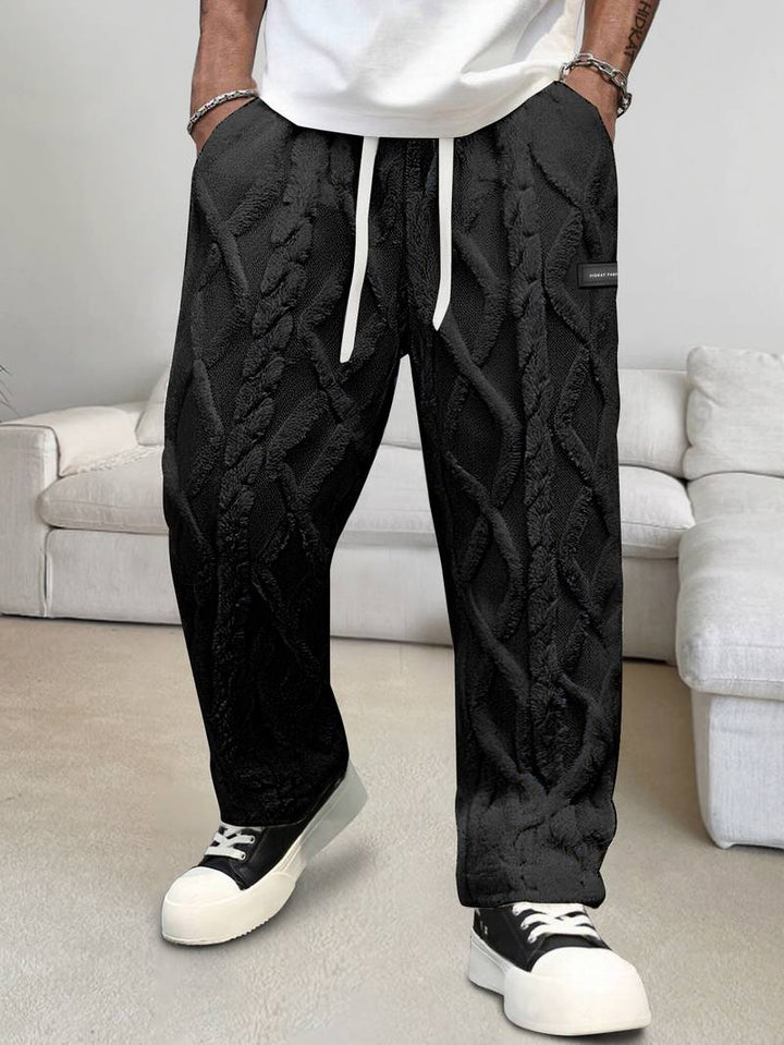 Zecharia - Pantaloni Cu Model Geometric și Talie Elastică