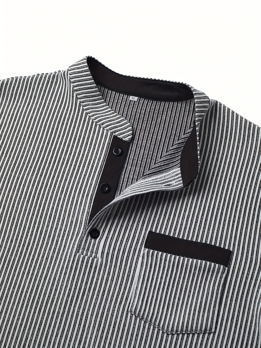 Deegan - Tricou Henley Cu Mâneci Lungi Guler Cu Dungi Și Textură