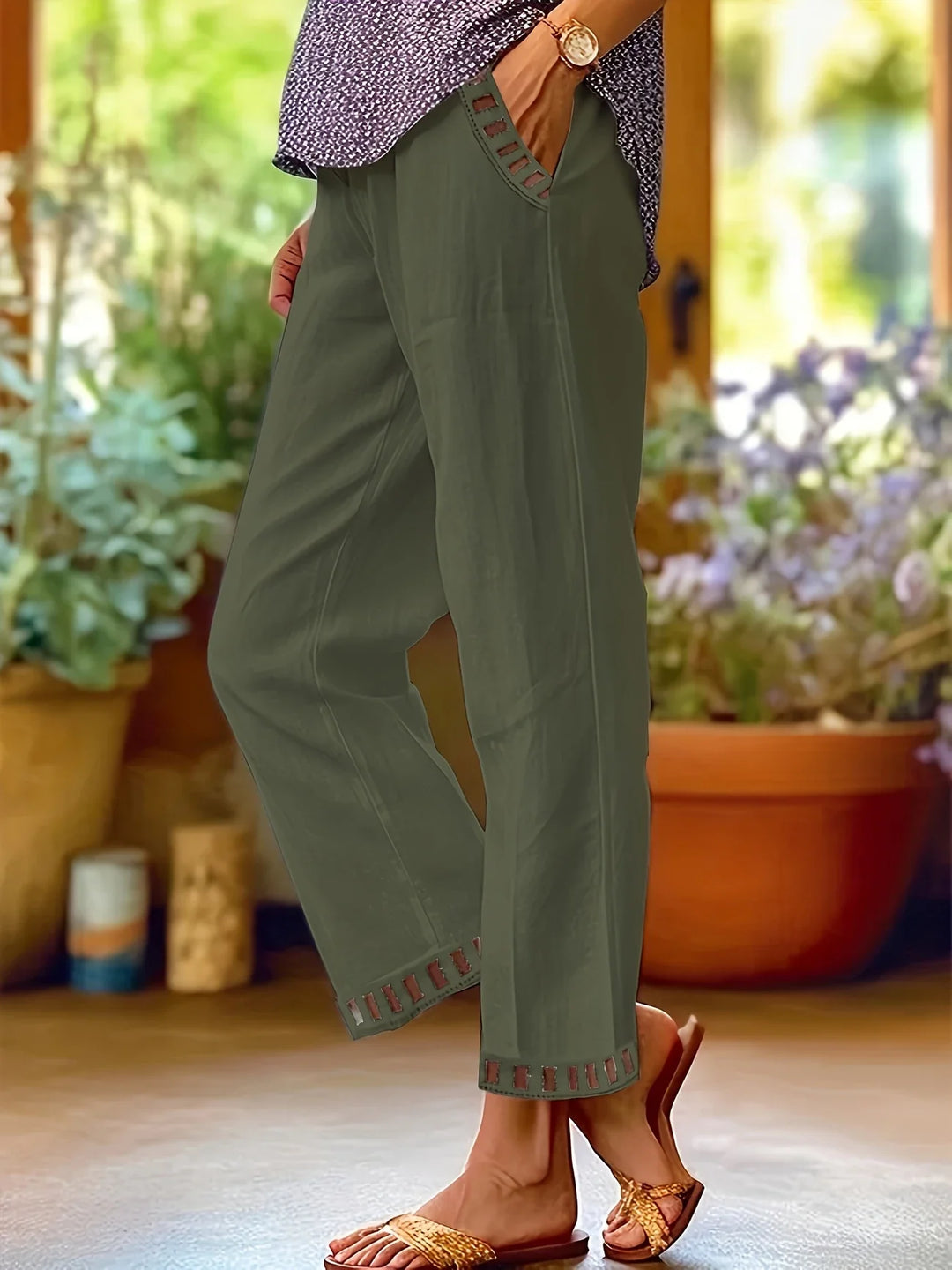 Tracey - Contrastul Trim Pantaloni Tăiați