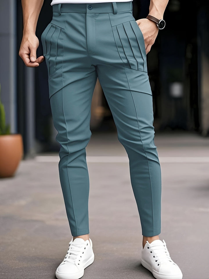 Alexey - Casual Slim Fit Pleated Pant Slant Pocket