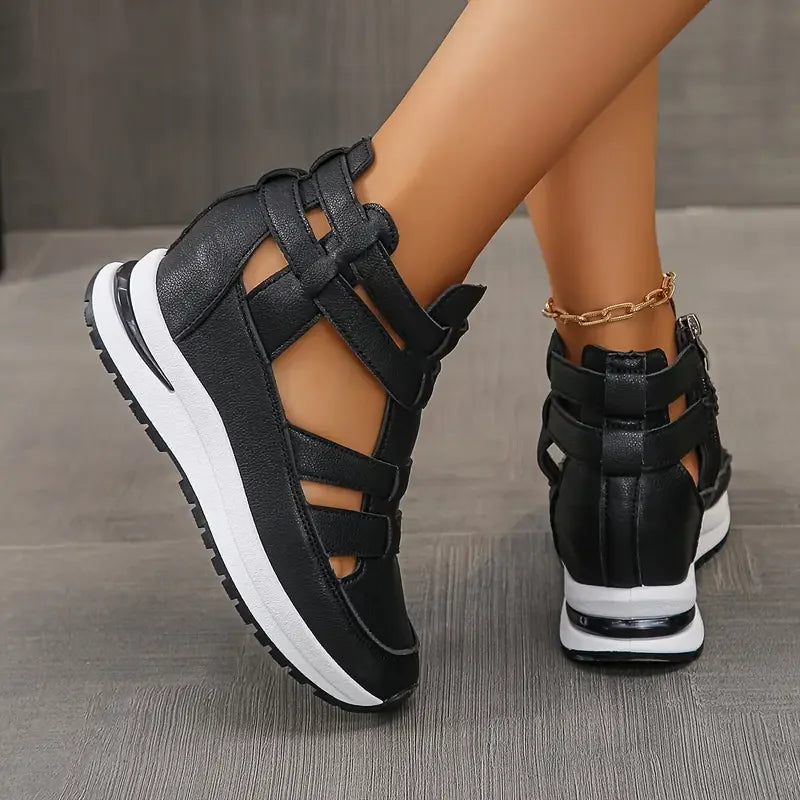 Souad - Elegante Ușoare Wedge Sandale Cu Fermoar Lateral