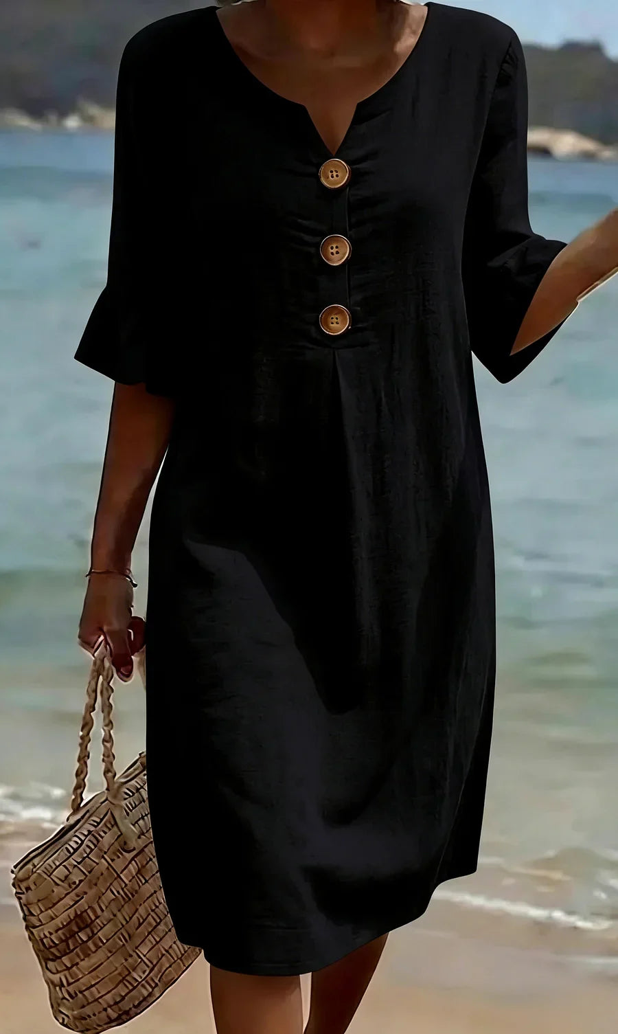 Mlaina – Rochie Midi Elegantă Cu Nasturi