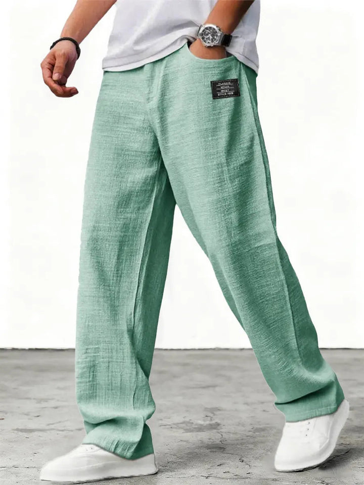 Lushan - Pantaloni Largi Din in