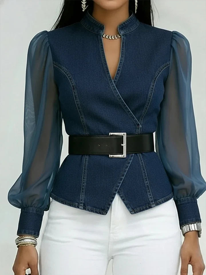 Thakshila - Bluză Din Denim cu Croială Structurată
