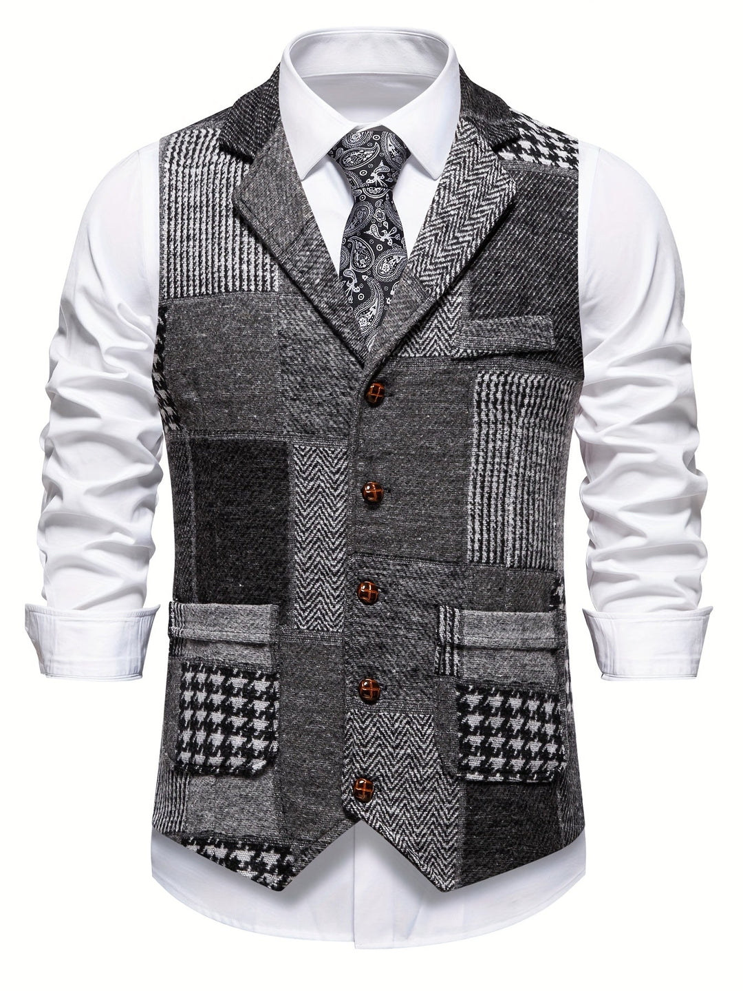 Saverse - Vestă Din Tweed Cu Modelul în Zig Zag