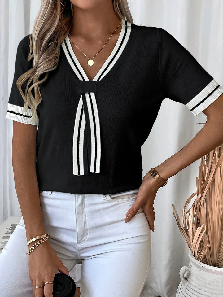 Brunella - Top eleganță Din Tricot Cu Decolteu In V