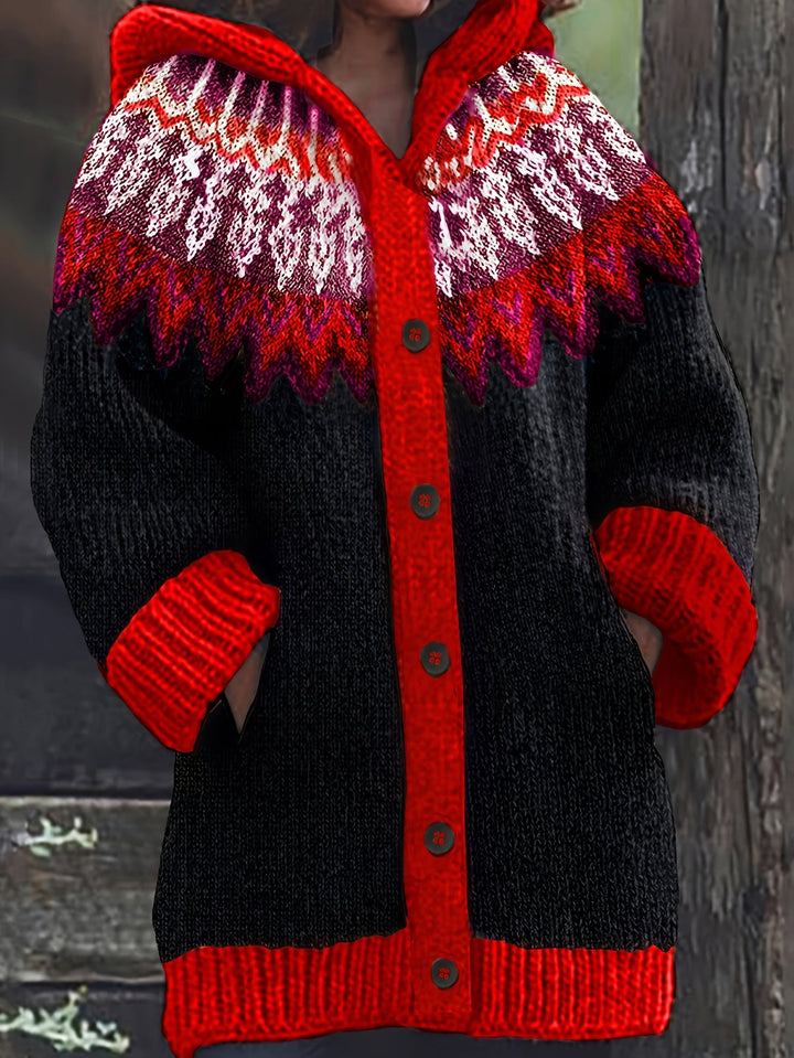 Gulnur - Pulover Elegant De Iarnă Cu Mâneci Lungi Și Glugă