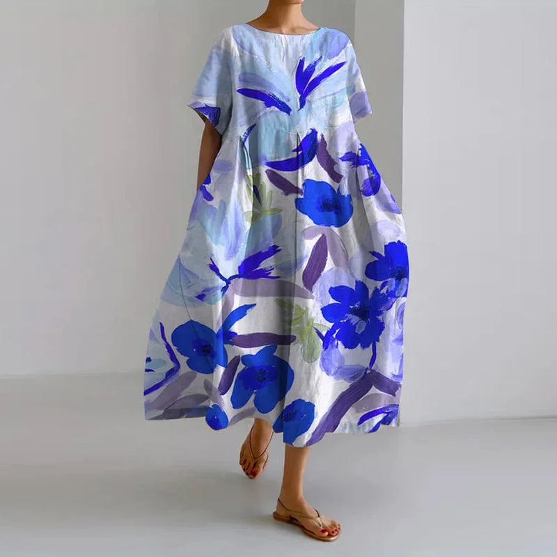 Lucasta - Rochie Confortabilă Cu Imprimeu Floral Si Decolteu In V