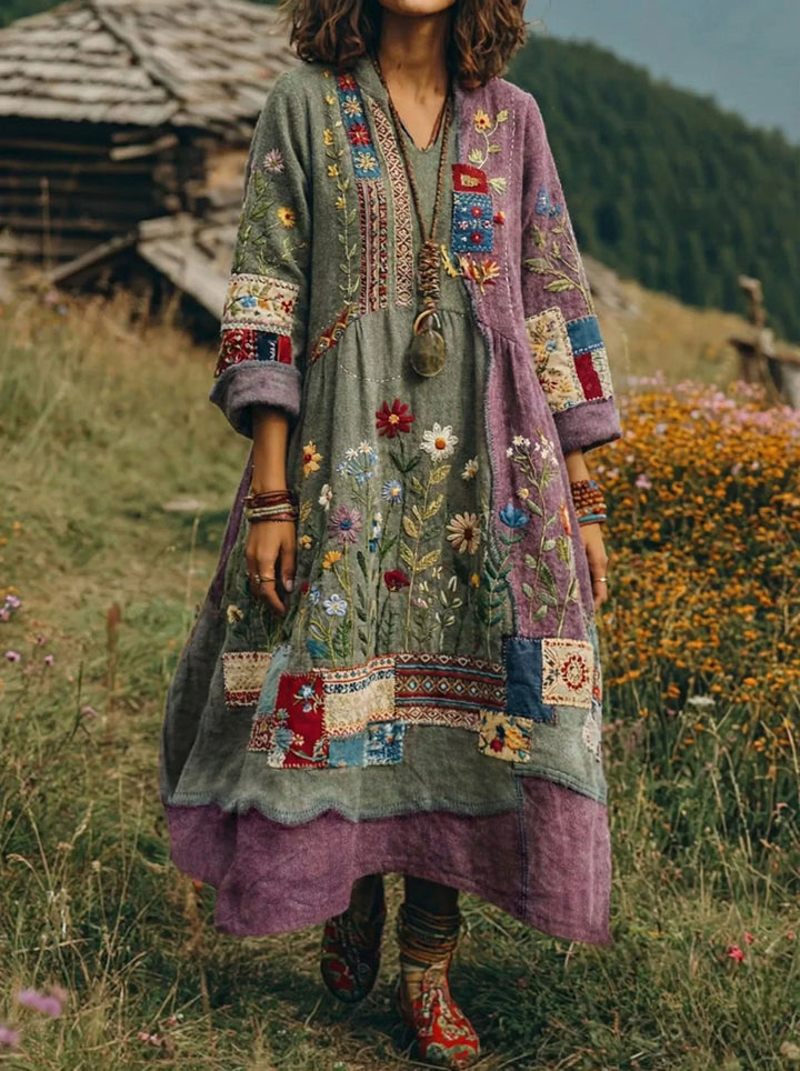 Eresha - Rochie Casual cu Mâneci lungi și Imprimeu Floral