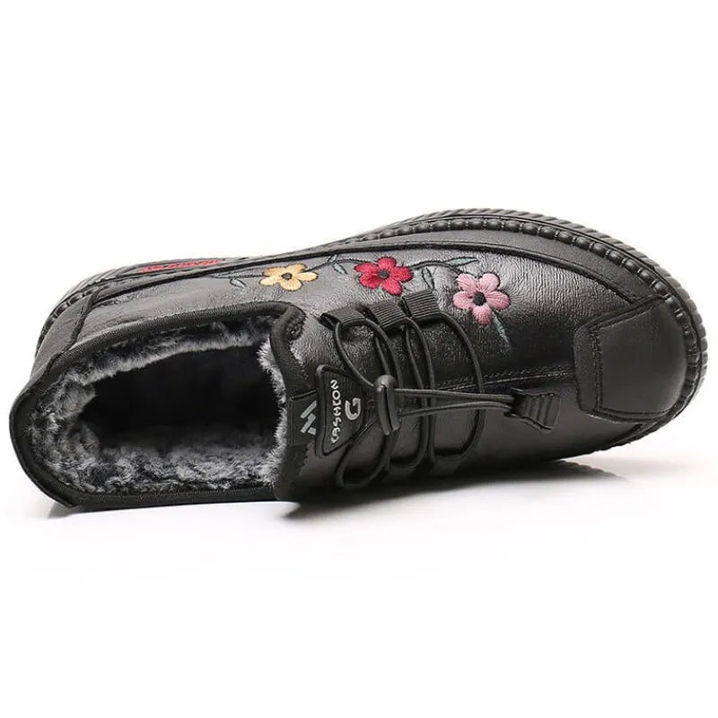 Jaruwan – Ghete Până la Gleznă cu Căptușeală Din Blană și Broderie Florală