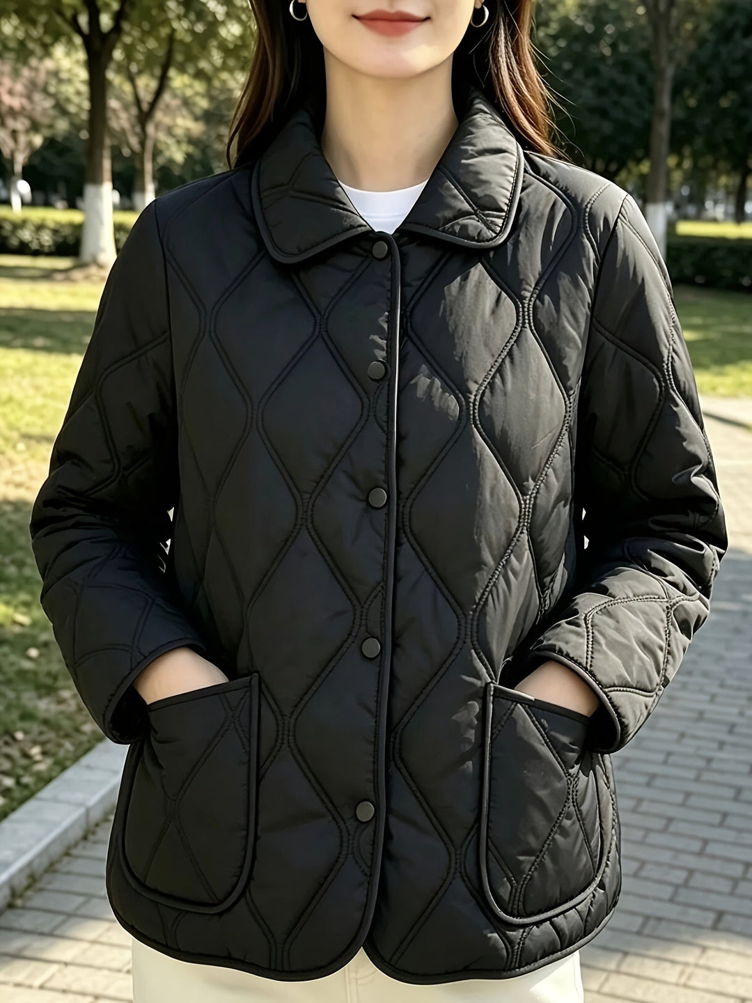 Laurelle - Jachetă Căptușită Elegantă Și Chic Cu Croială Largă