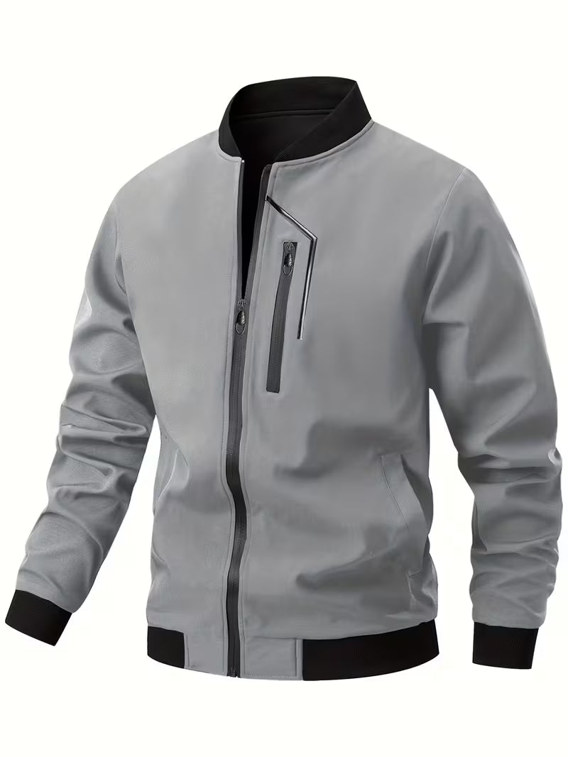 Akrum - Jachetă Bomber Casual Cu Fermoar
