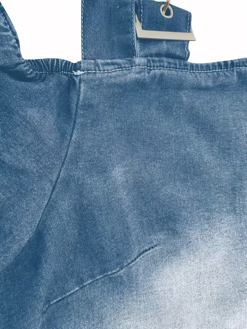 Kenya - Bluză din Denim cu Umerii goi și Mâneci Scurte