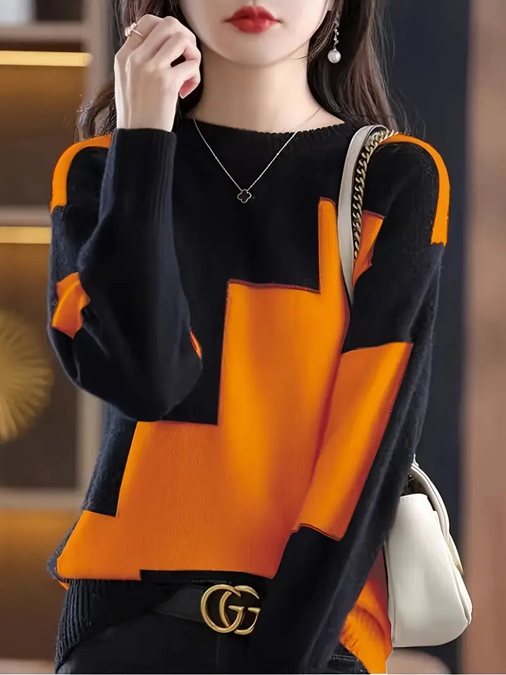 Gala - Pulover Elegant Cu Mâneci Lungi și Model Geometric