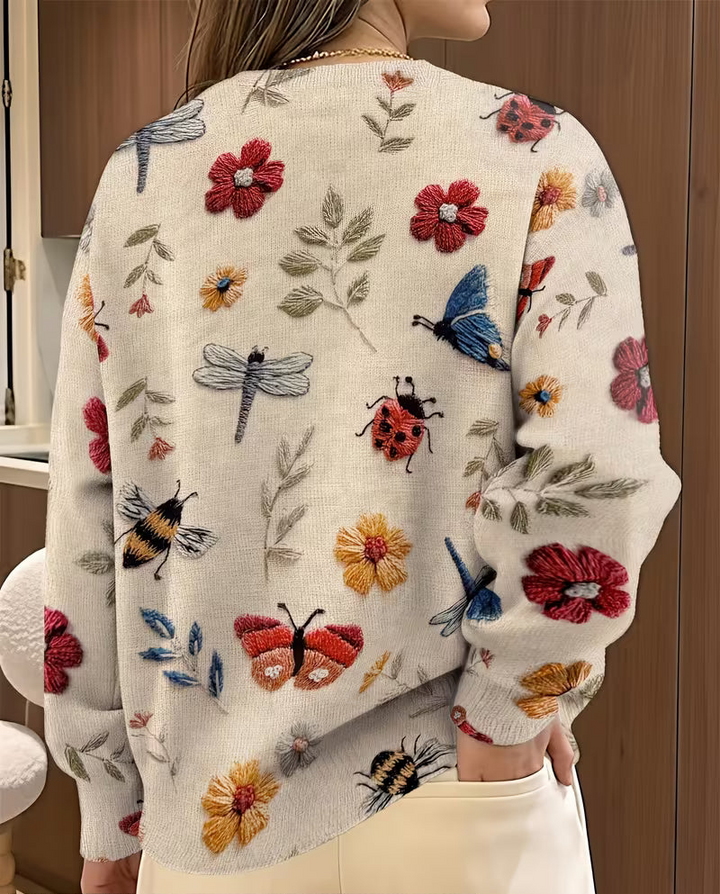 Nigella – Pulover Casual Cu Imprimeu Floral Și Cu Insecte