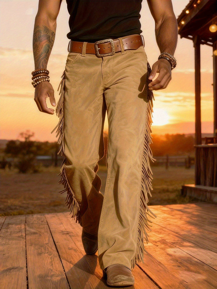 Altan - Pantaloni Casual Retro Western Cu Franjuri