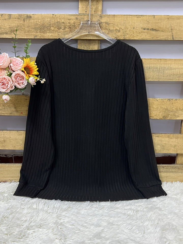Keeler - Tricou Henley Cu Mâneci Lungi Cu Nervuri Și Nasturi