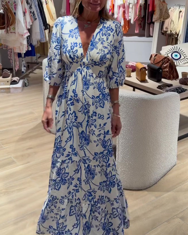 Lyssia – Rochie Lungă Elegantă Cu Imprimeu Floral