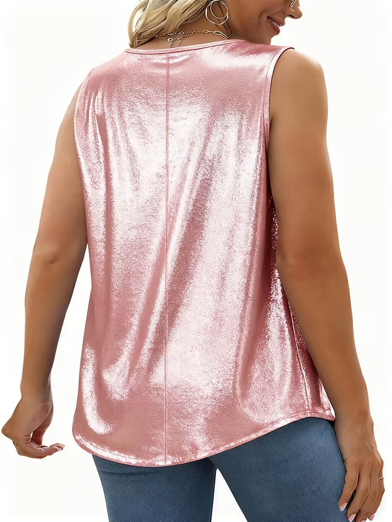 Shivina - Tricou Fără Mâneci Cu Gât Rotund, în Nuanțe Metalice