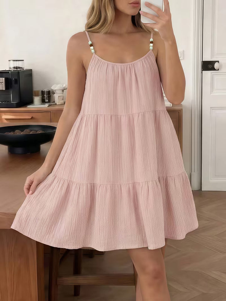 Masley – Rochie Mini cu Bretele Subțiri și Croială Lejeră