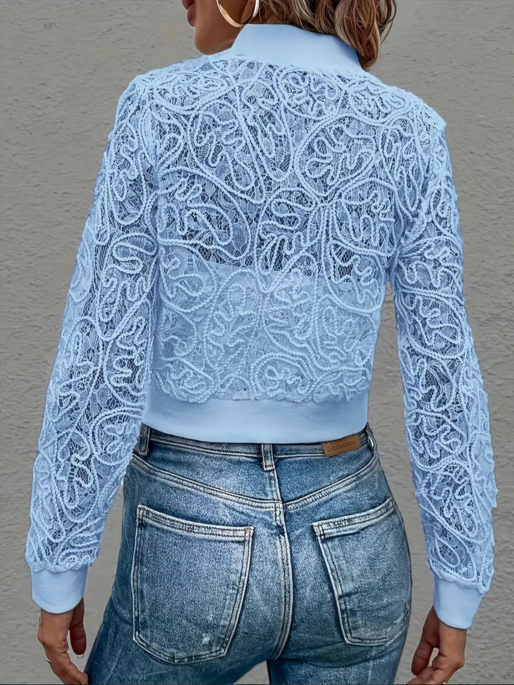 Andrina - Jachetă Elegantă Din Dantelă Cu Fermoar