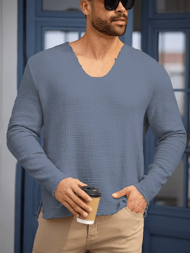 Demetrio - Cămașă Casual Confortabilă Cu Mâneci Lungi și Decolteu în V