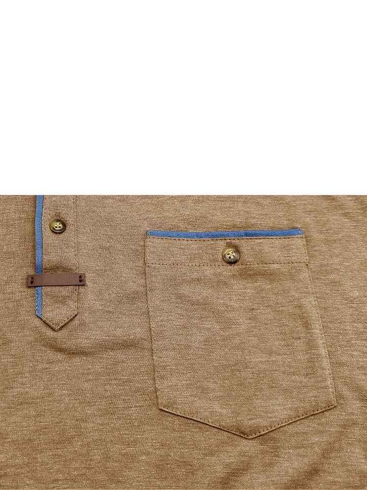 Saxon - Tricou Elegant Cu Guler Rotund și Buzunar