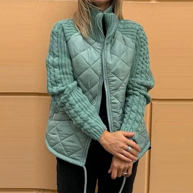 Karoliina - Jachetă Din Puf Cu Patchwork Tricotat
