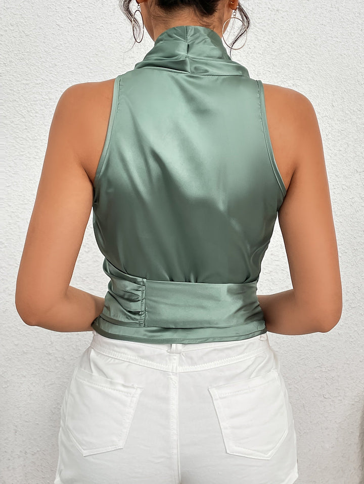 Florentia - Top Halter Elegant Cu Centură și Fără Mâneci
