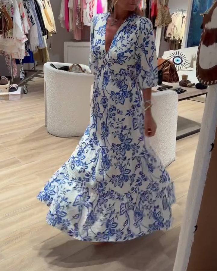 Lyssia – Rochie Lungă Elegantă Cu Imprimeu Floral