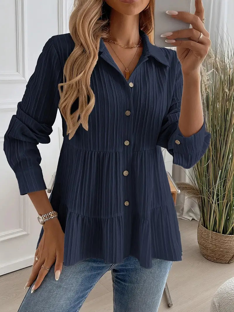 Majlinda - Cămașă Elegantă Cu Mâneci Lungi și Nasturi