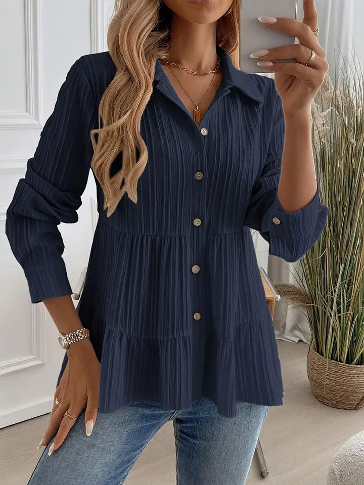Majlinda - Cămașă Elegantă Cu Mâneci Lungi și Nasturi