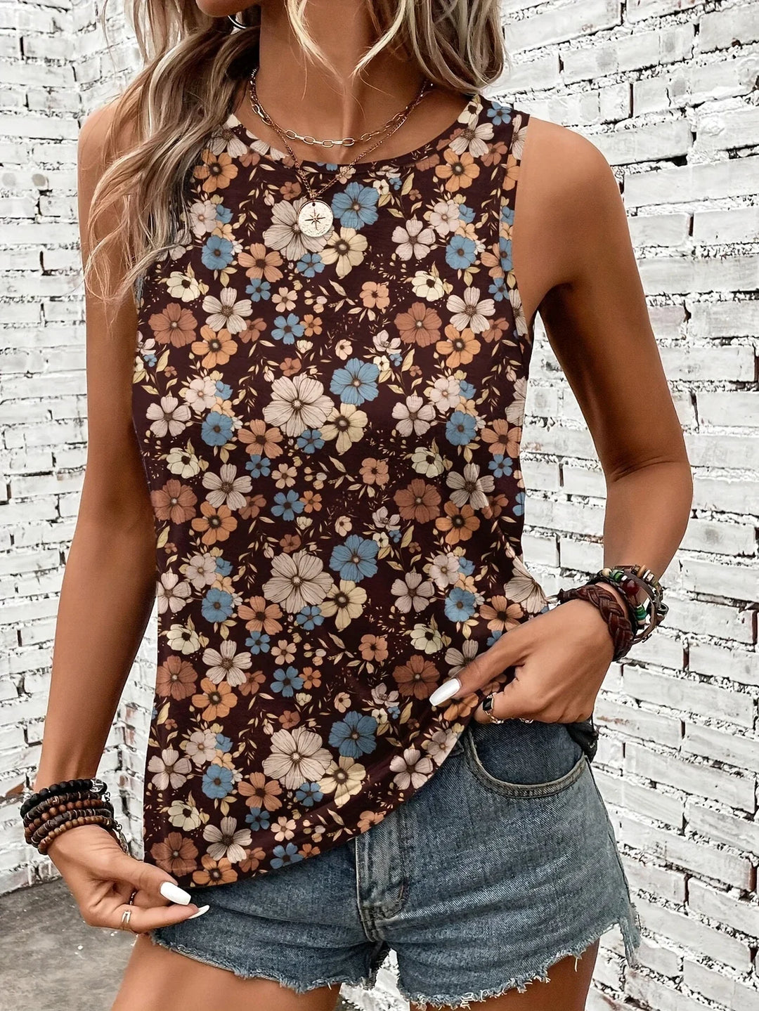 Lilou - Top Casual De Vară Cu Imprimeu Floral